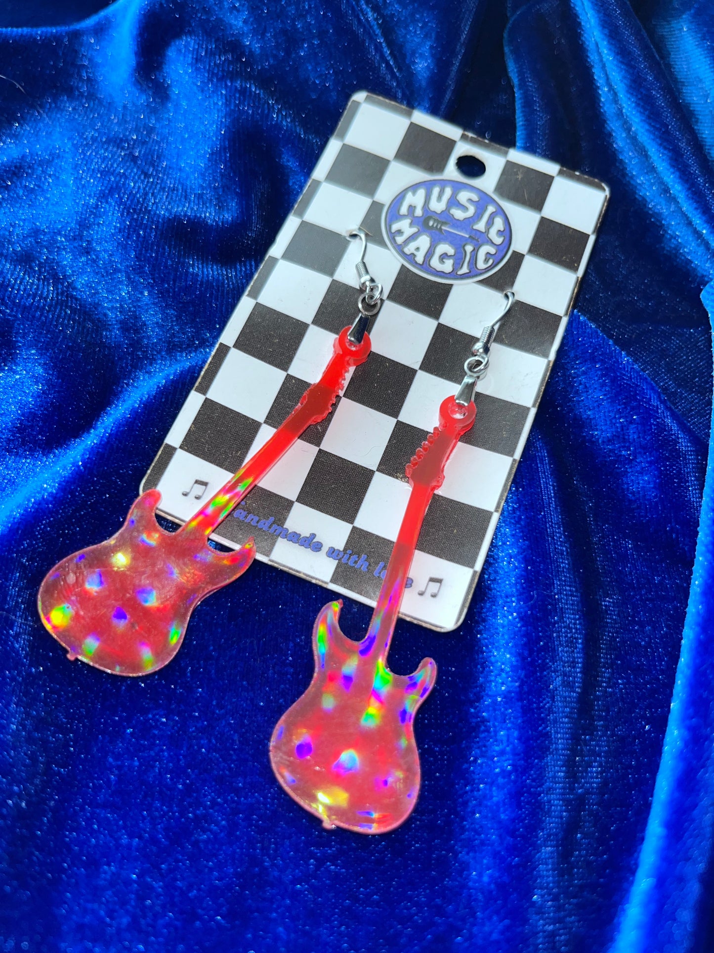 Electric Guitar Earrings - Red