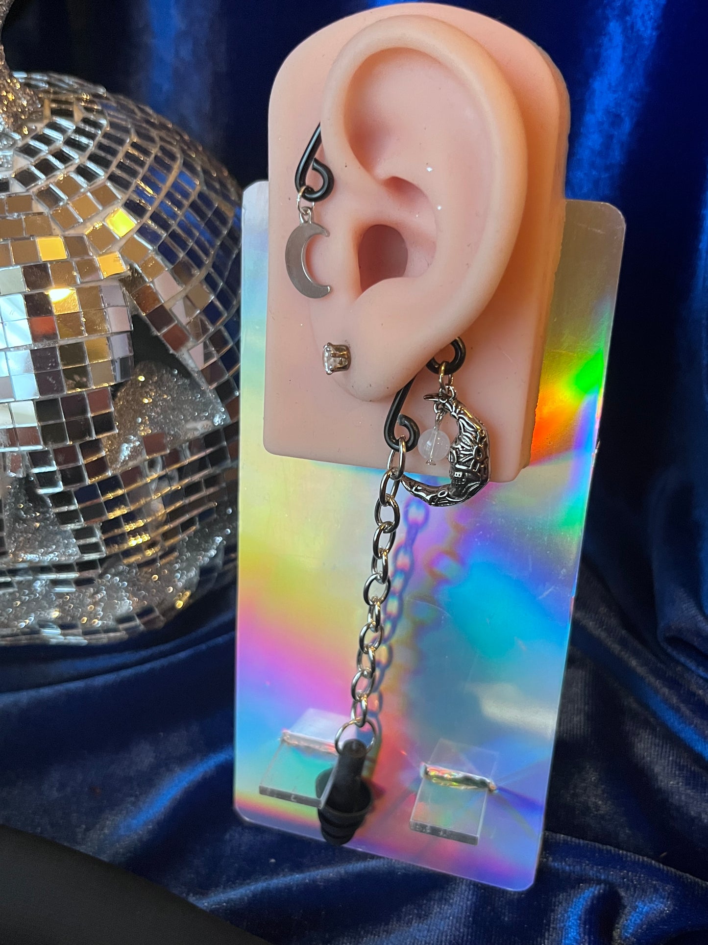 Ear Plug Ear Cuff Set - Ancient Moon