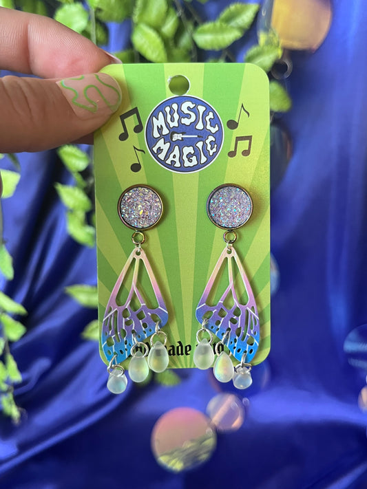 Butterfly Wing Stud Earrings - Lavender