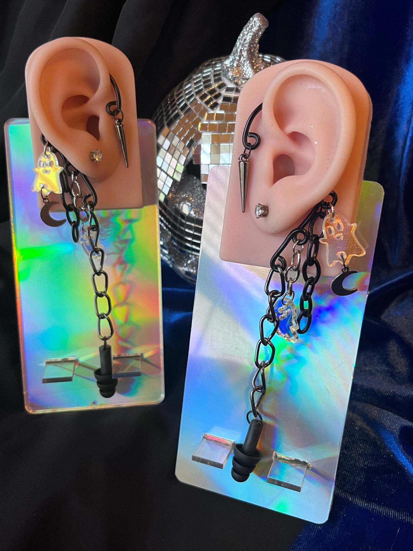 Ear Plug Ear Cuff Set - Ghost Moon