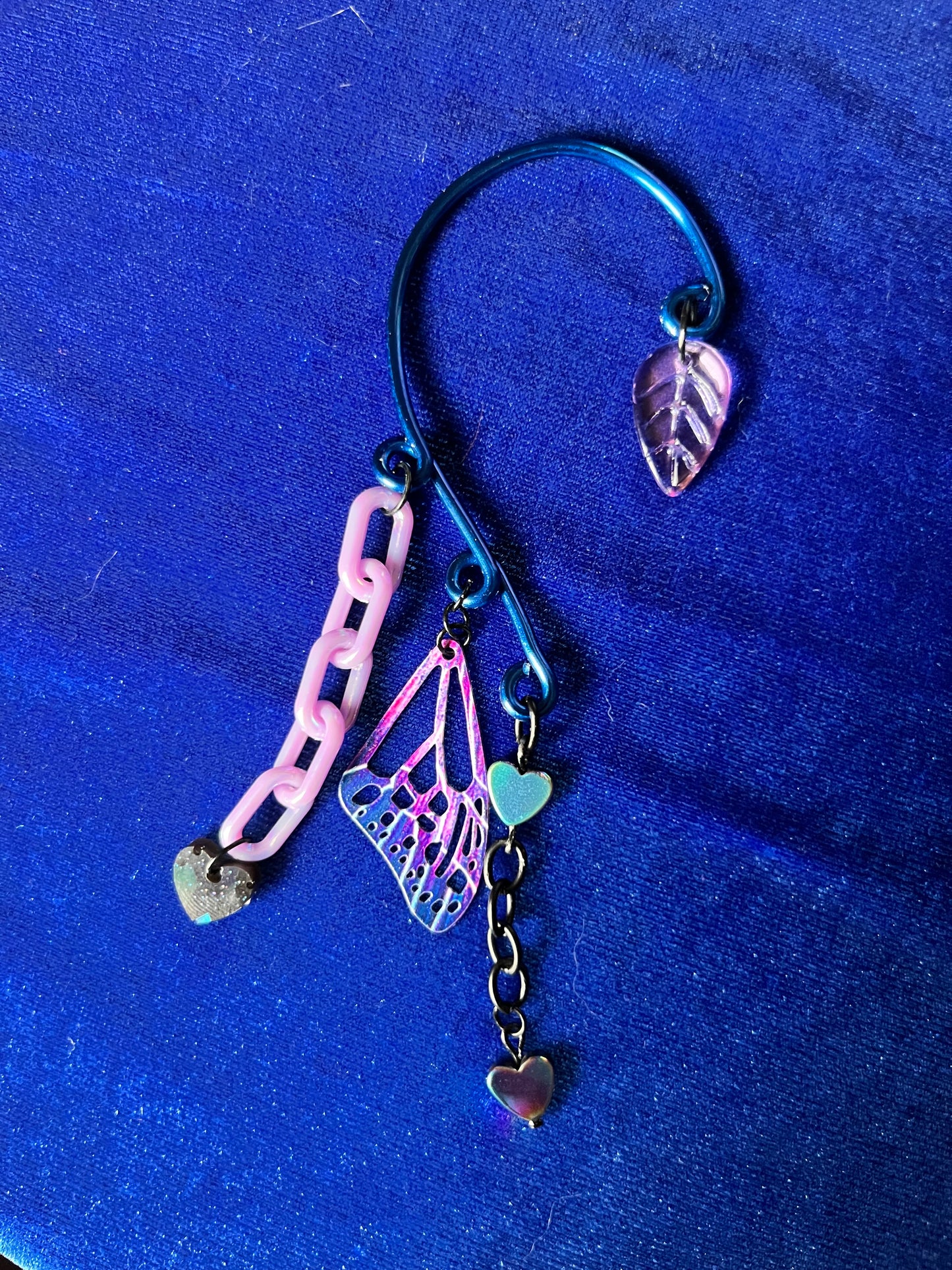 Blue Ear Cuff Set - Lavender Wings