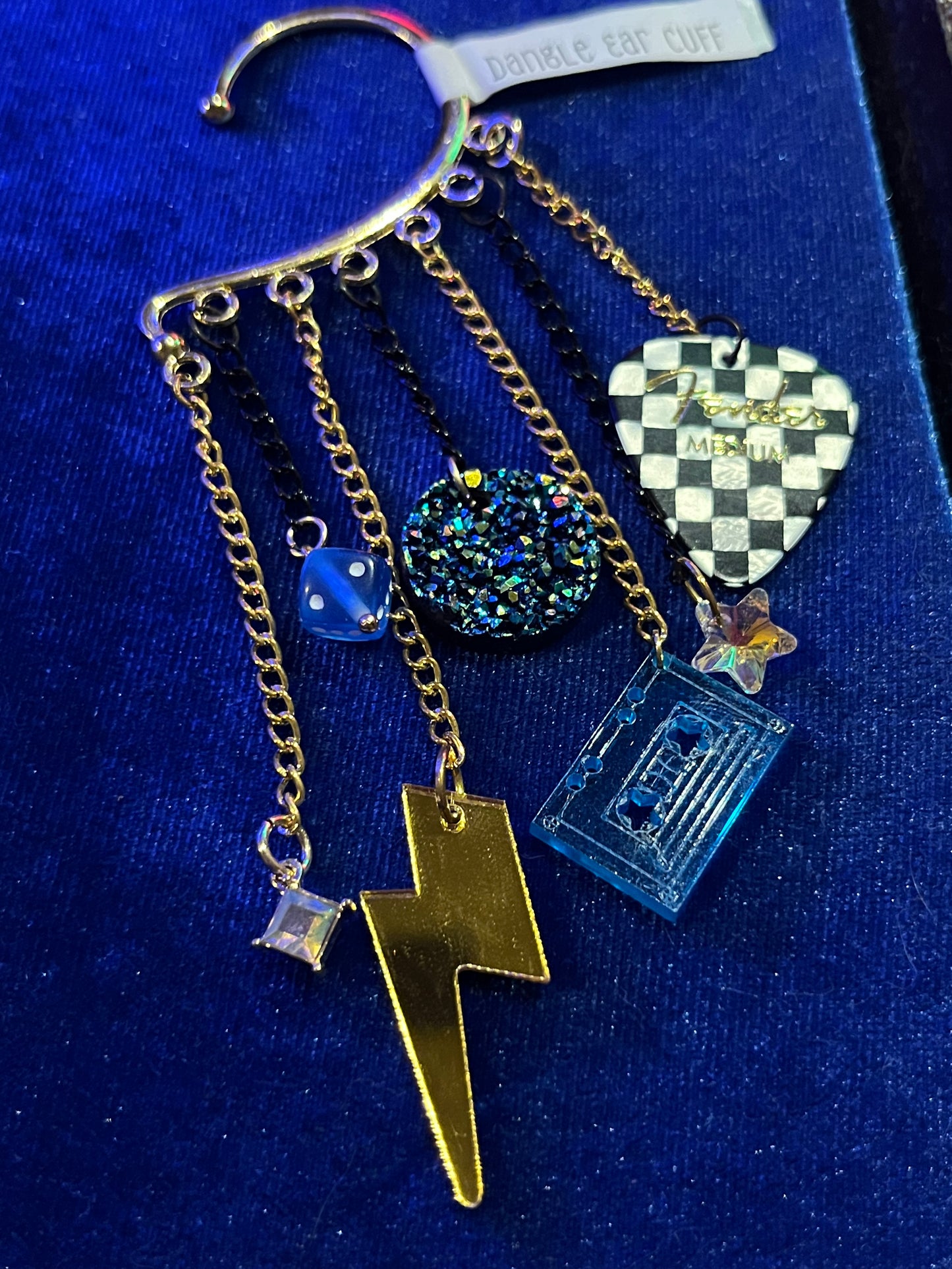 Ear Cuff Single Guitar Pick and Lightning Bolt