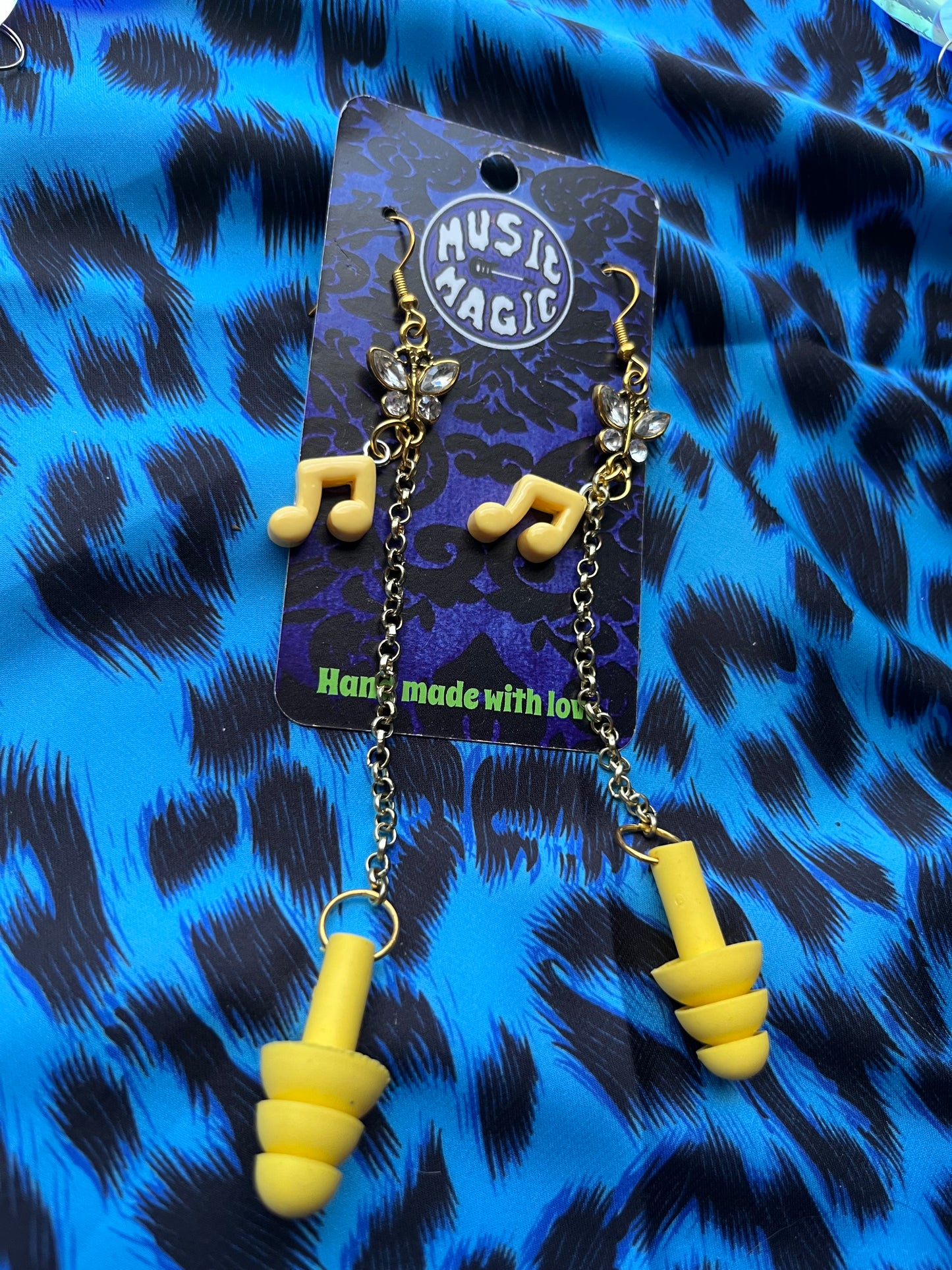 Ear Plug Earrings - Yellow Butterfly and Music Note