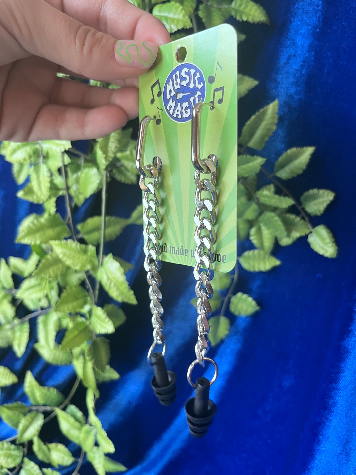 Ear Plug Earrings - Silver Long Hoop