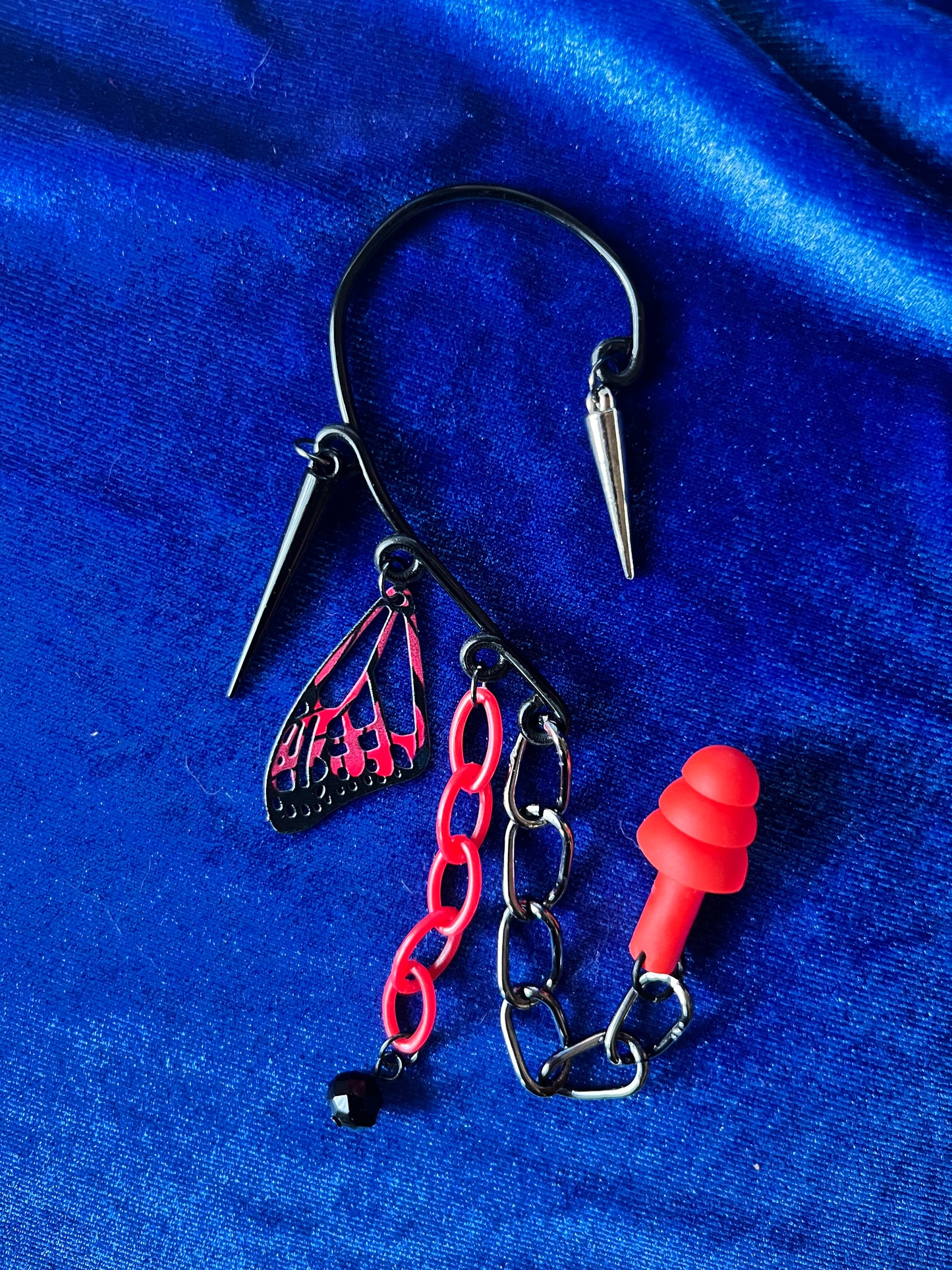 Ear Plug Ear Cuff Set - Red Butterfly Wings