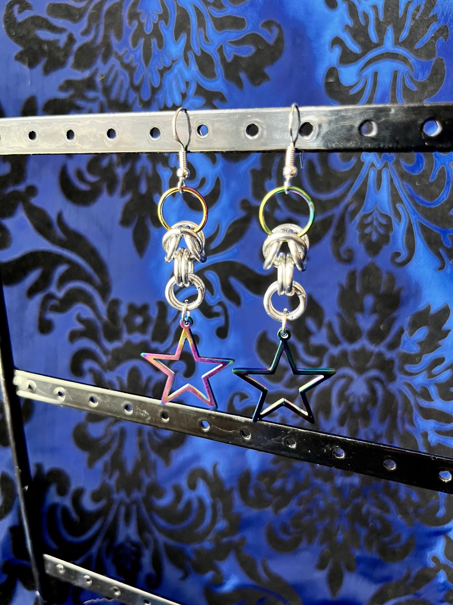 Chainmail and Star Earrings