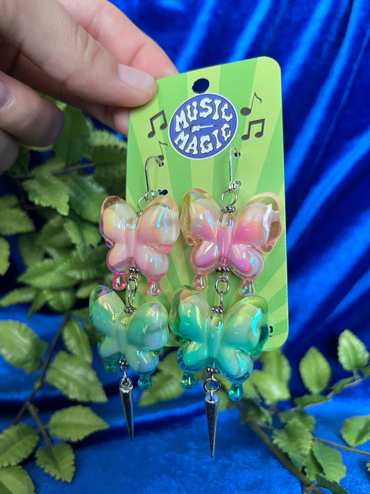 Gradient Butterfly Earrings - Double Spikes