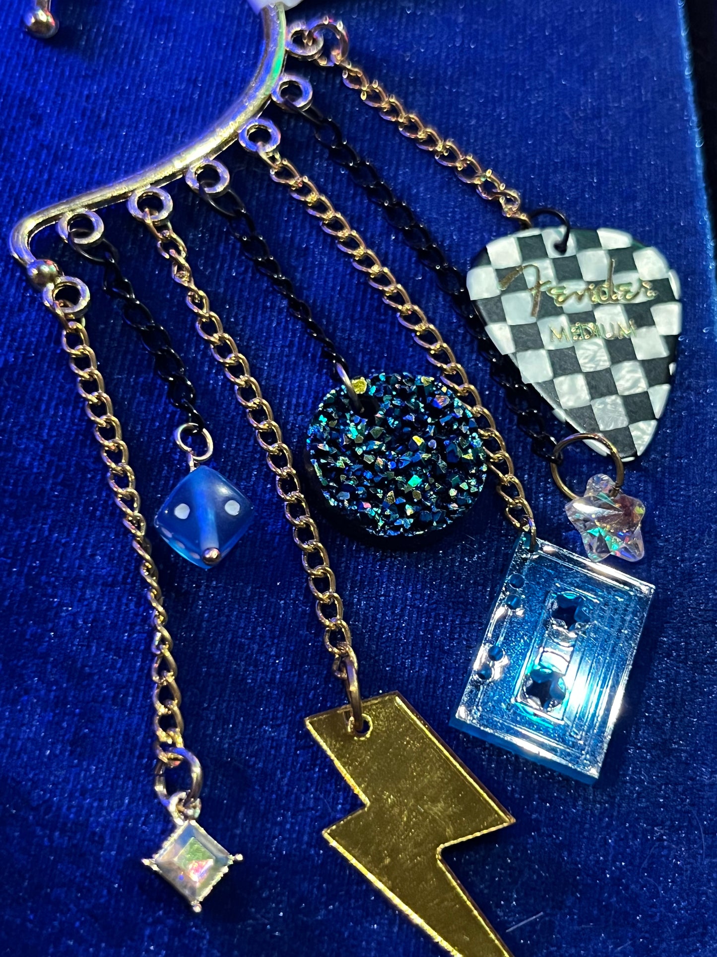 Ear Cuff Single Guitar Pick and Lightning Bolt