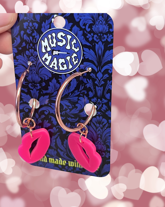 Lip Hoop Earrings - Rose Pink
