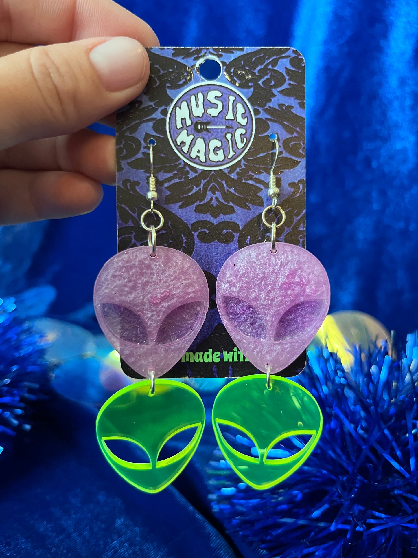 Double Alien Resin Earrings