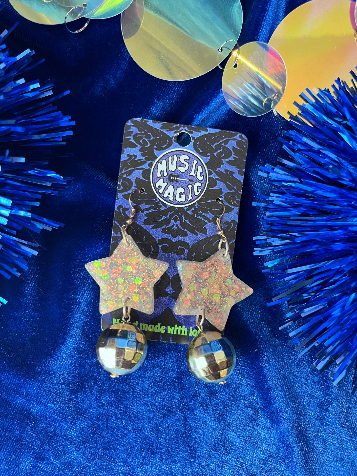 Star Disco Dangle Earrings - Gold