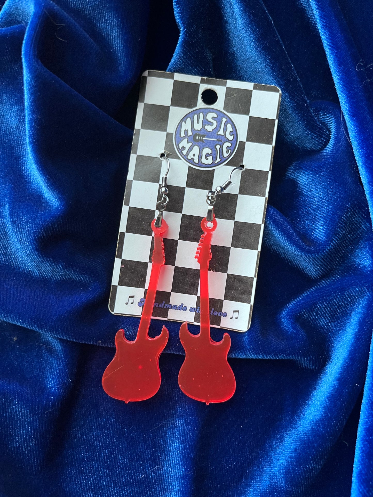 Electric Guitar Earrings - Red