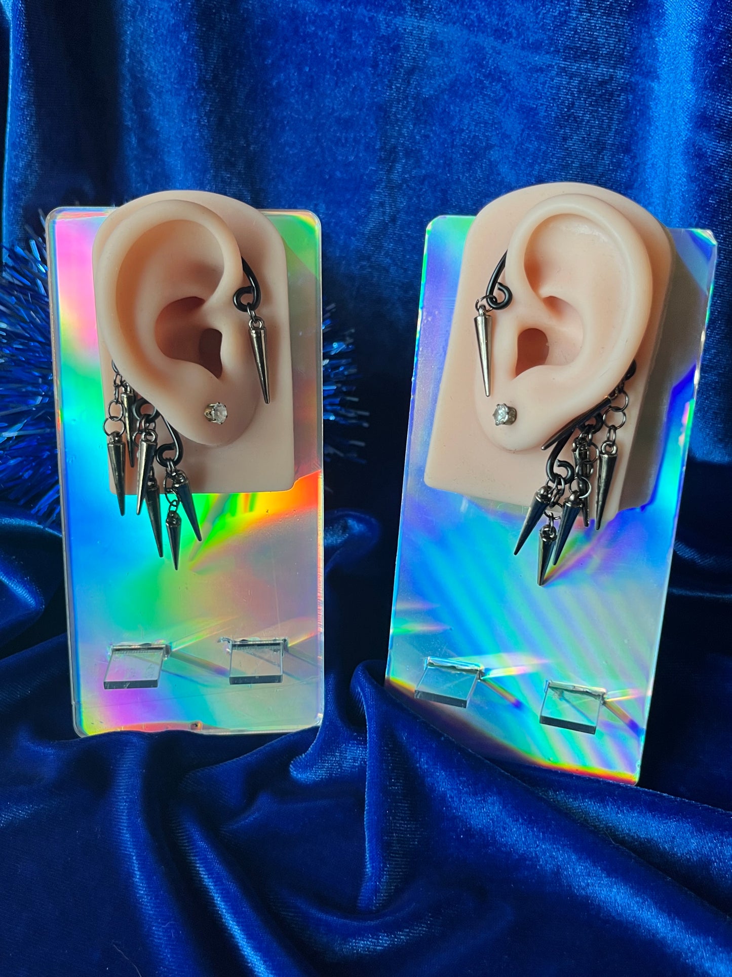 Black Ear Cuff Set - Double Spike
