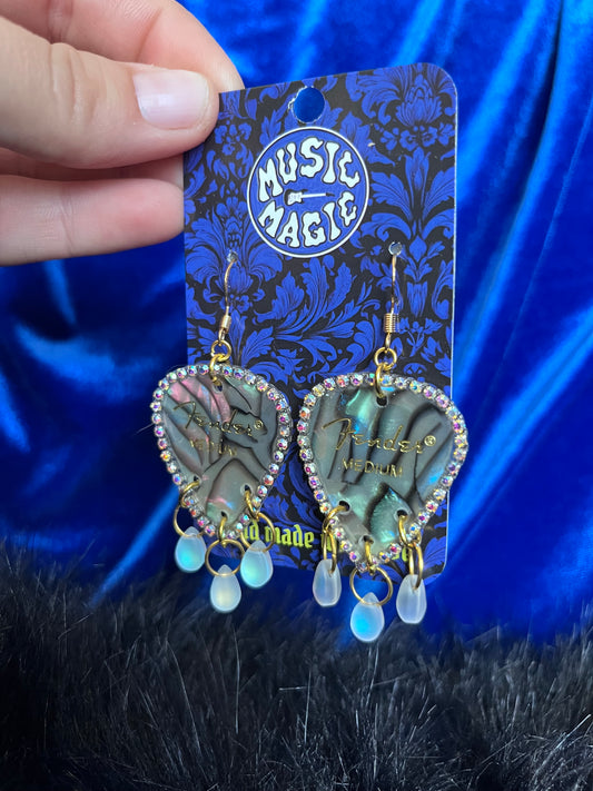 Opal Guitar Pick Droplet Earrings