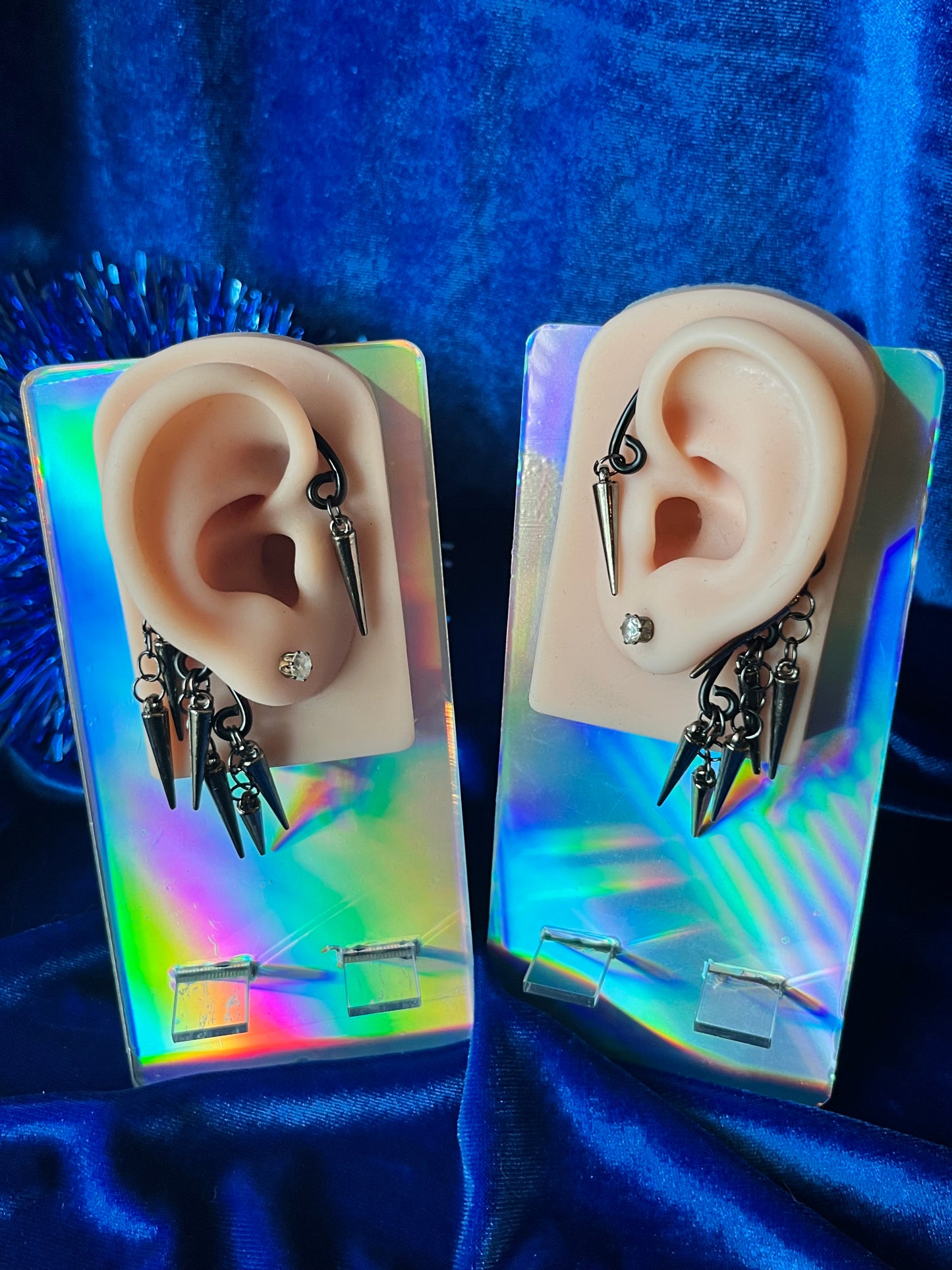 Black Ear Cuff Set - Double Spike