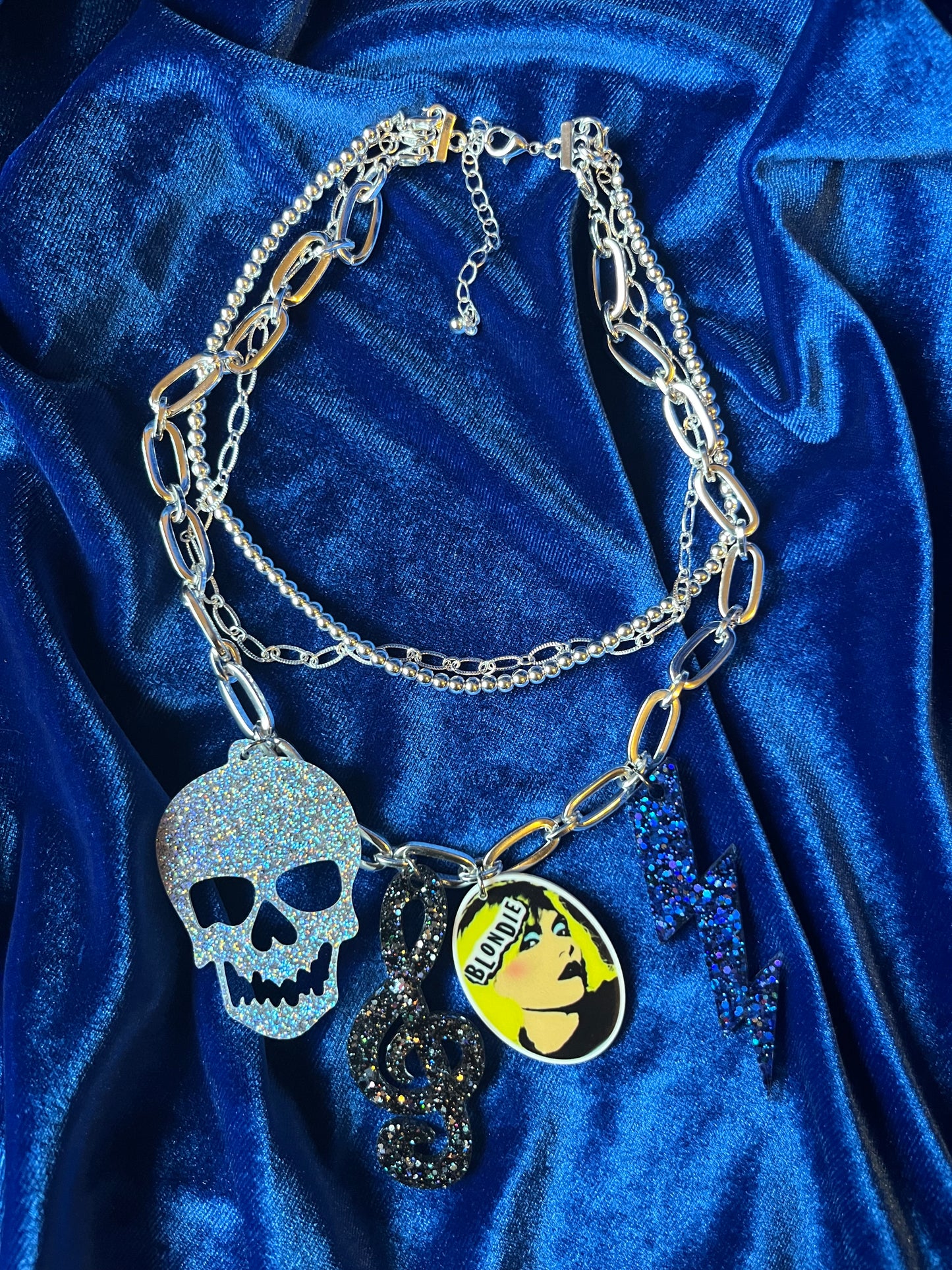Blondie Skull Silver 3 Layer Necklace