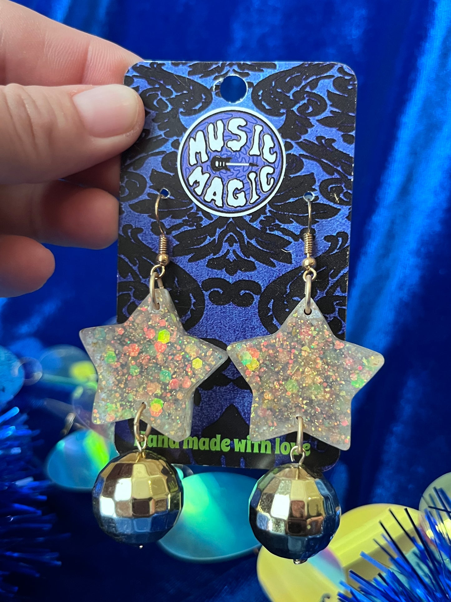 Star Disco Dangle Earrings - Gold