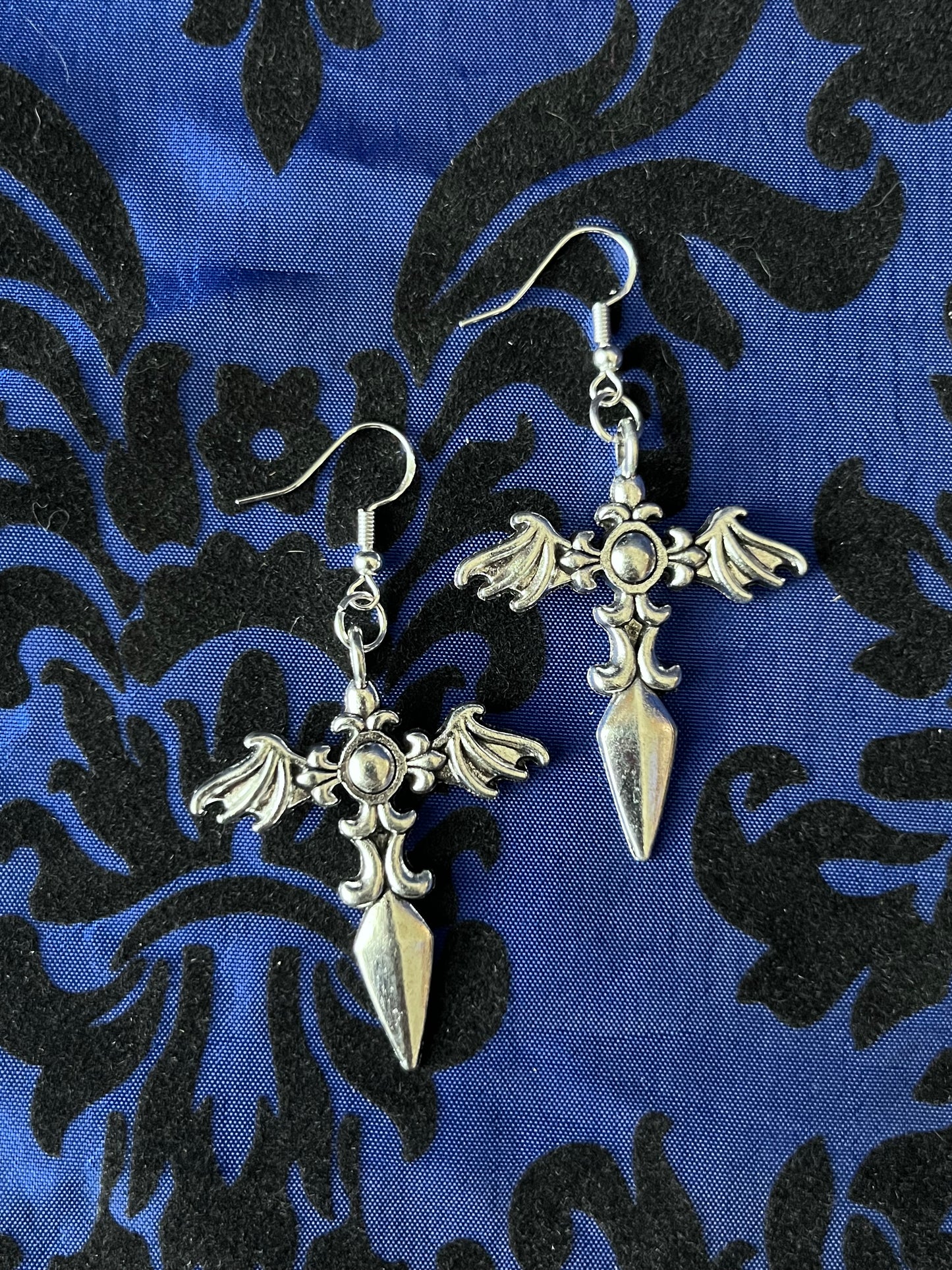 Winged Cross Earrings