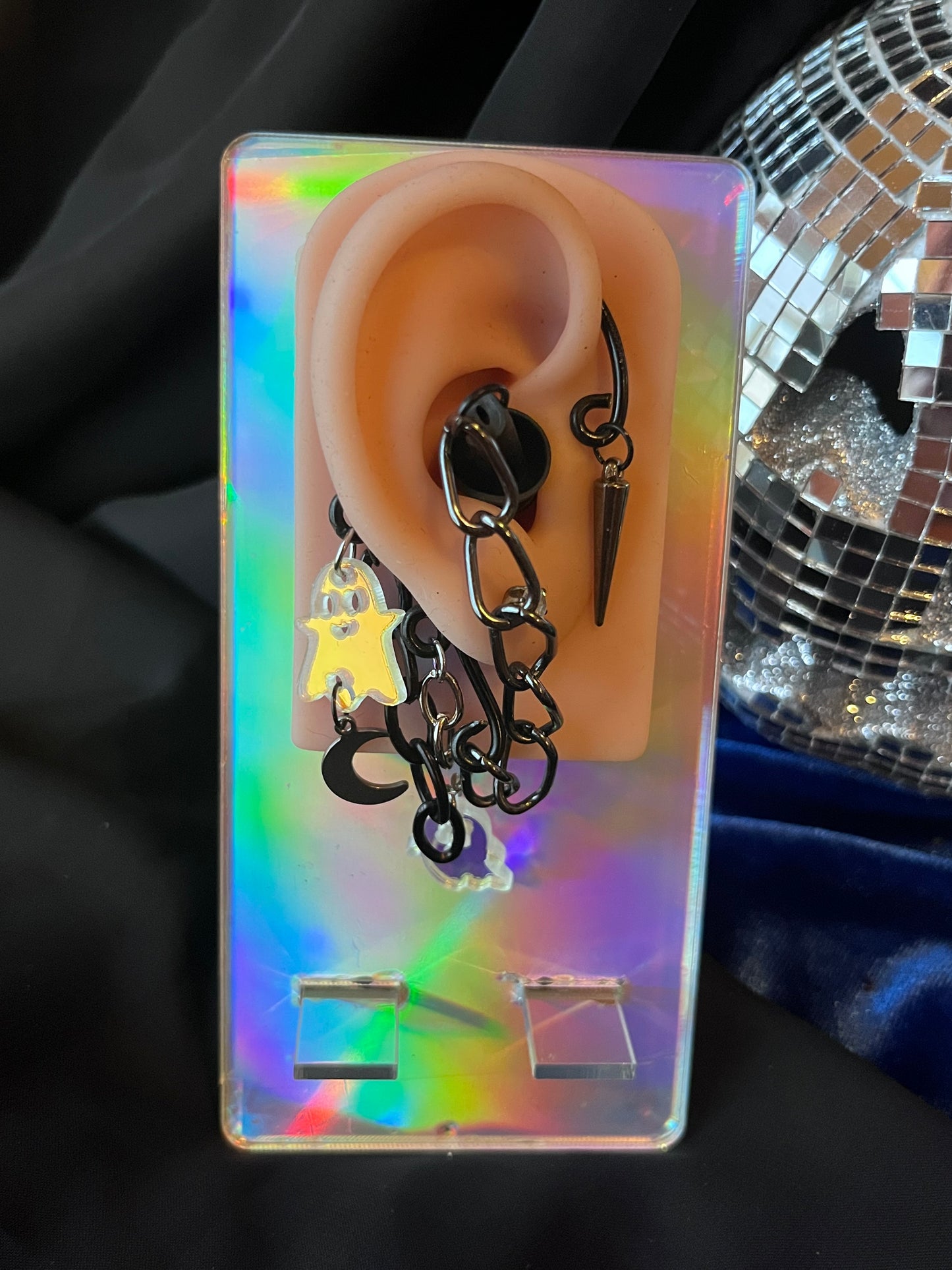 Ear Plug Ear Cuff Set - Ghost Moon