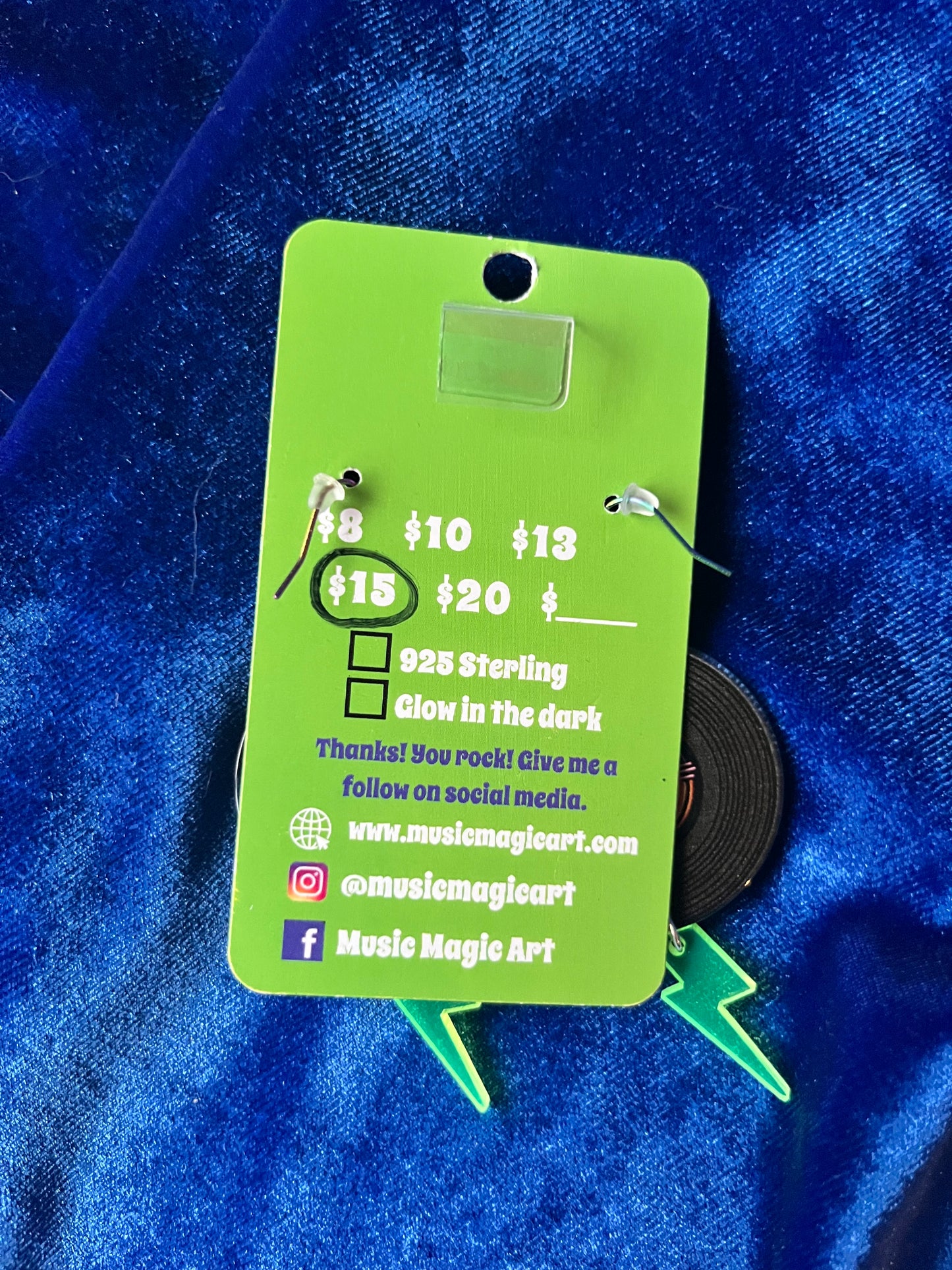 Rock and Roll Vinyl Lightning Bolt Earrings