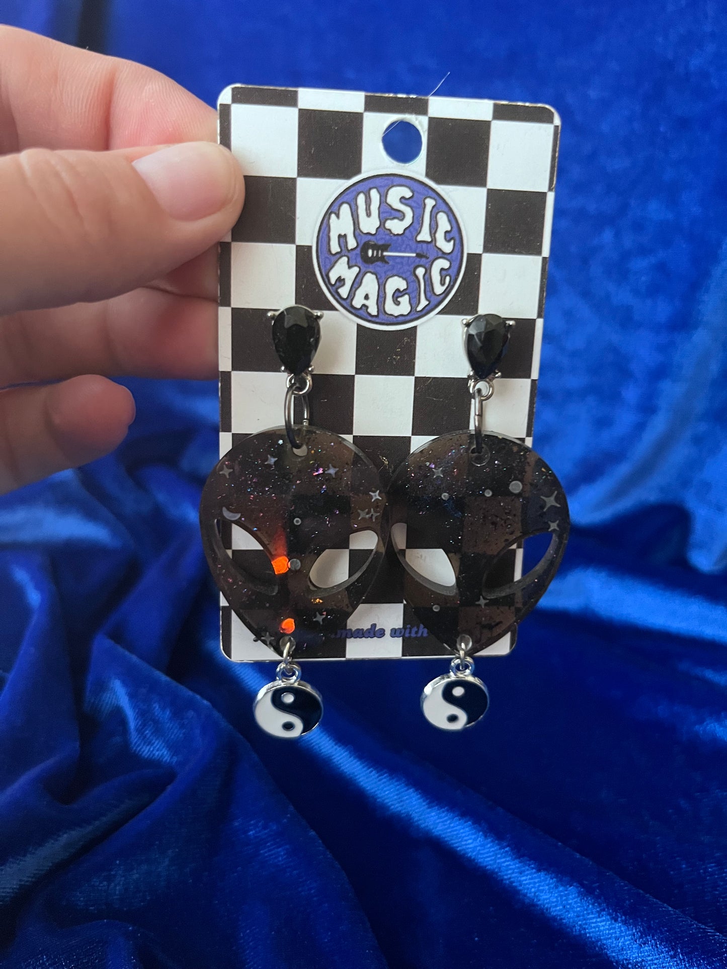 Peaceful Alien Resin Earrings