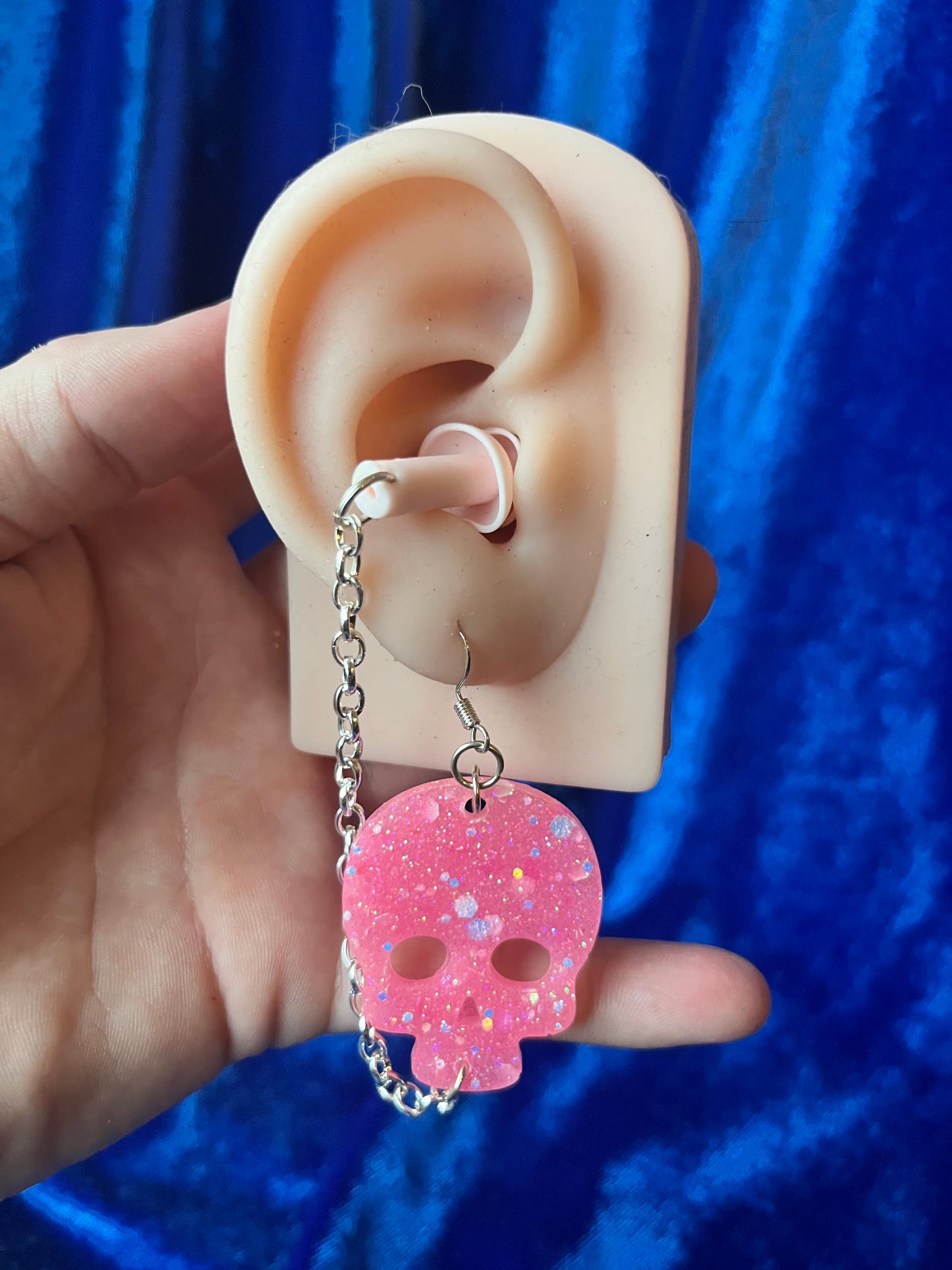 Ear Plug Earrings - Pink Skull