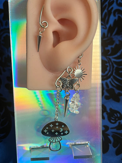 Ear Cuff Set - Silver Mushroom