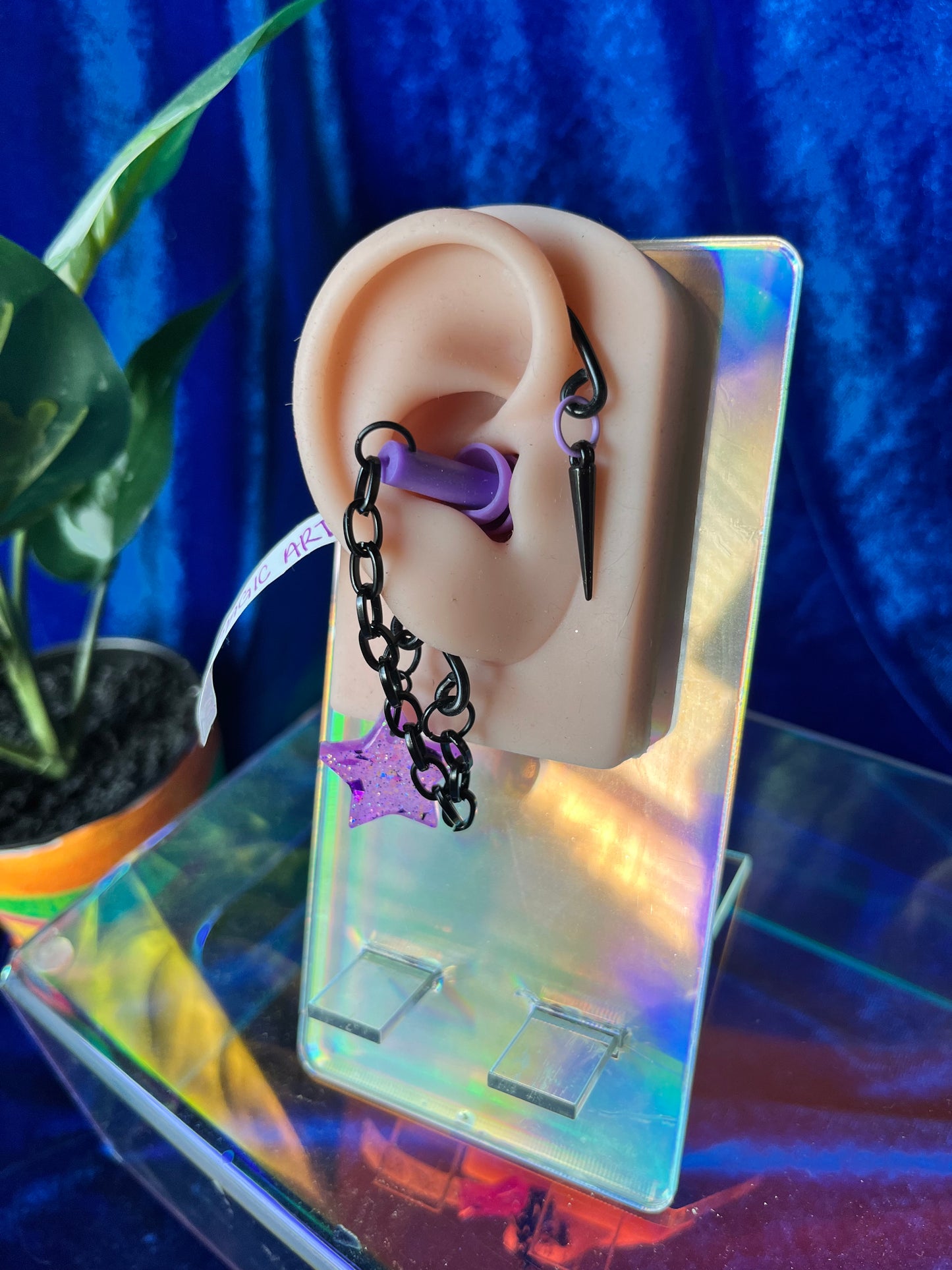 Ear Plug Ear Cuff Set - Purple Star