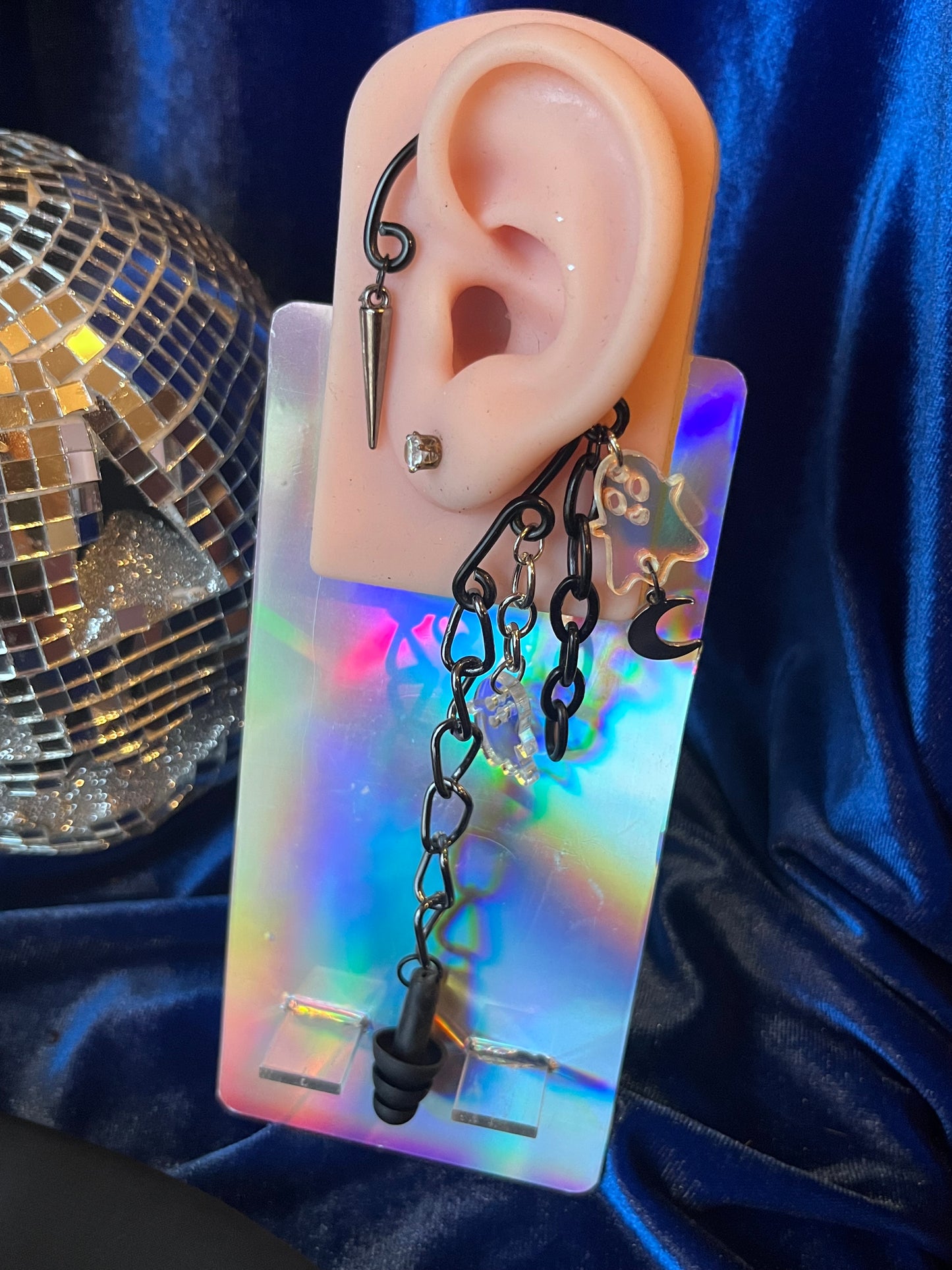 Ear Plug Ear Cuff Set - Ghost Moon