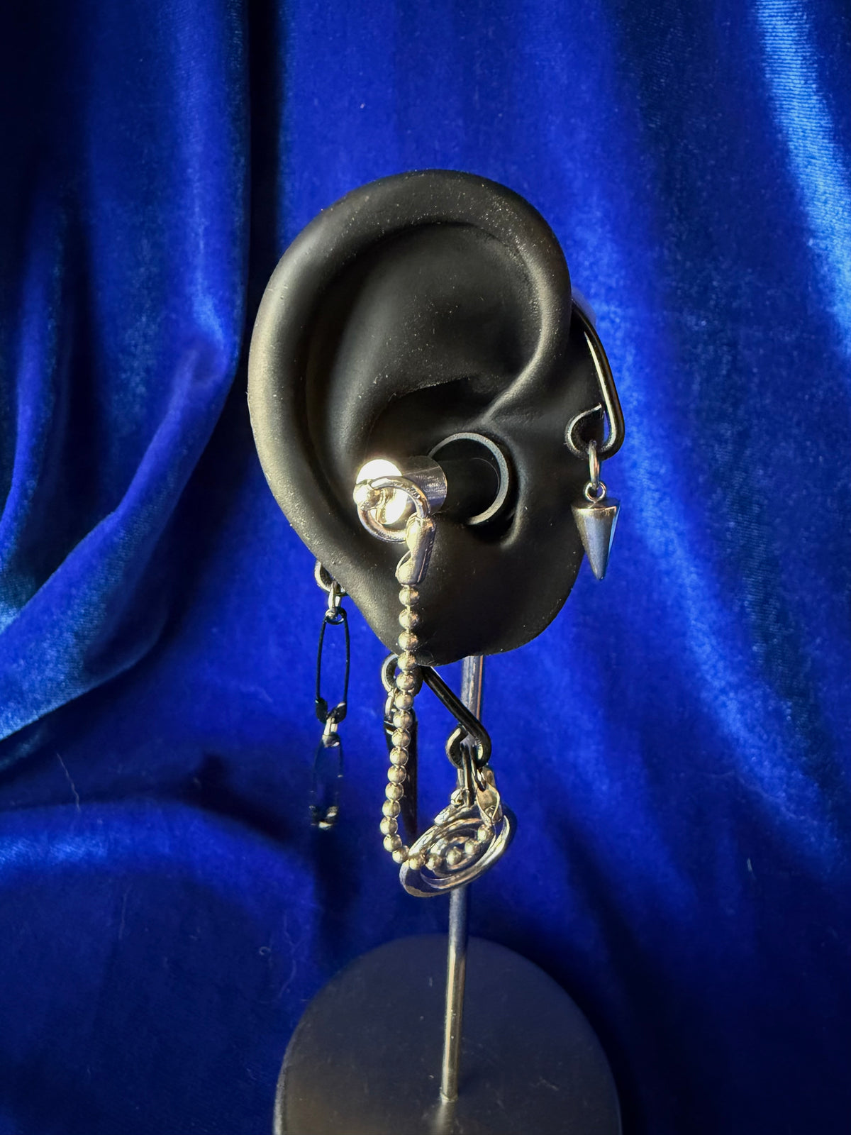 Spiral and Spike Ear Cuff Set - Black and Silver