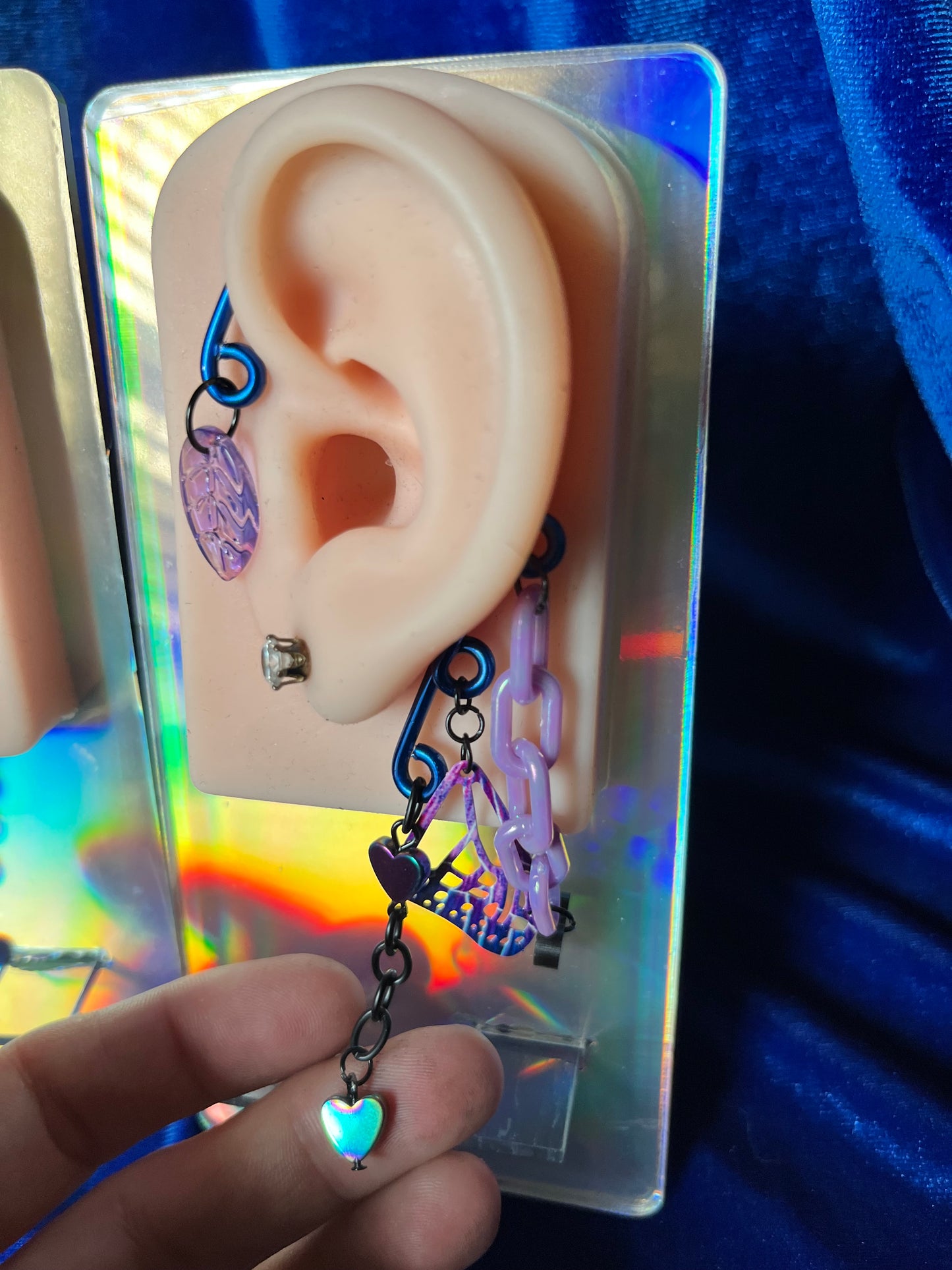 Blue Ear Cuff Set - Lavender Wings