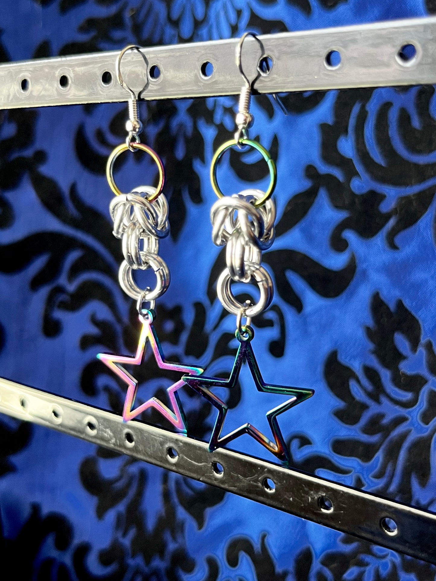 Chainmail and Star Earrings