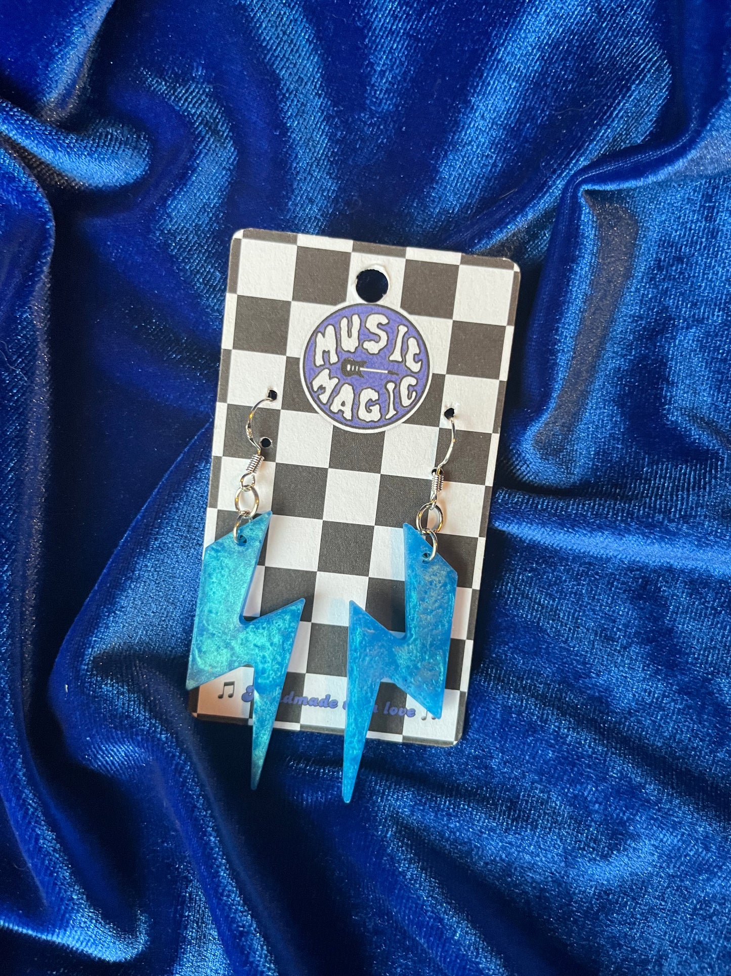 Bright Blue Lightning Bolt Earrings