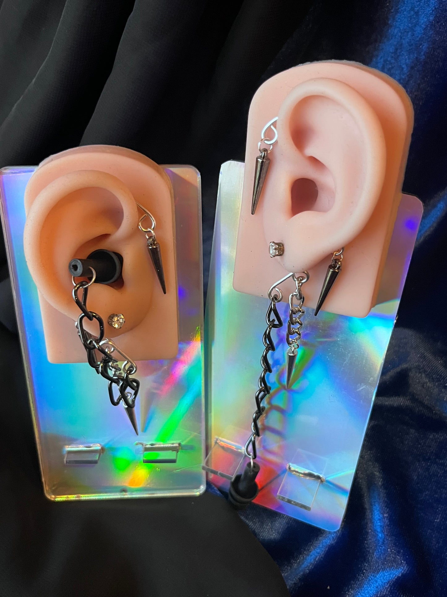 Ear Plug Ear Cuff Set - 3 Spike