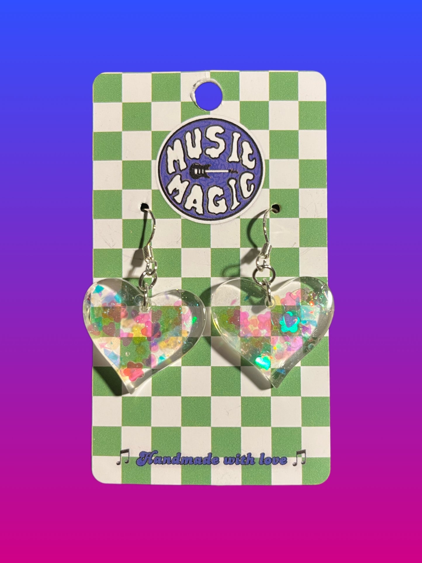 Clear Heart Earrings