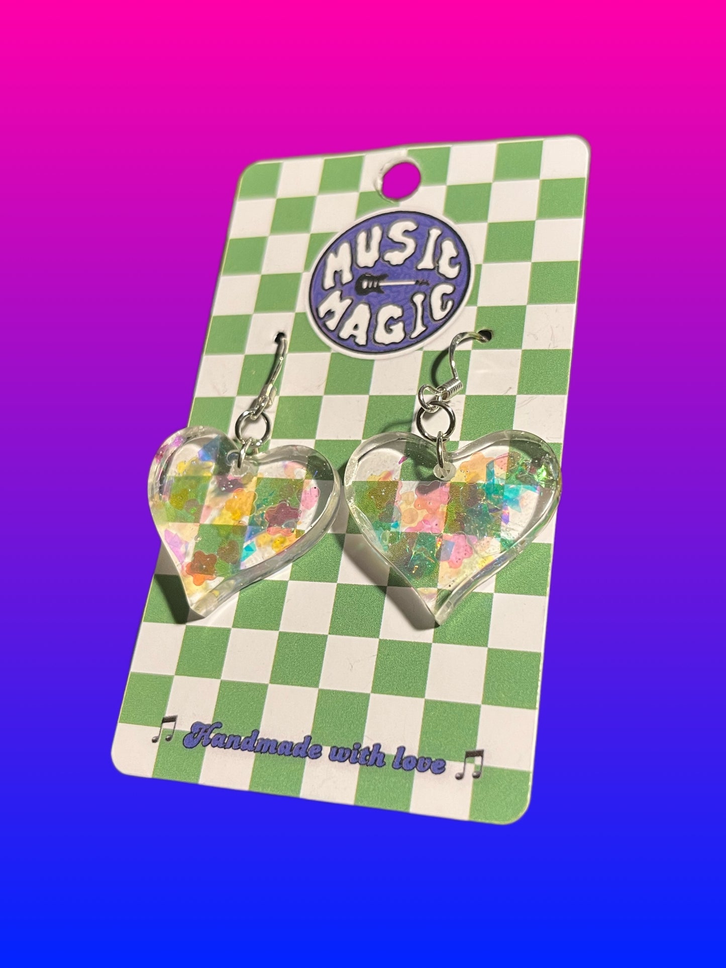 Clear Heart Earrings