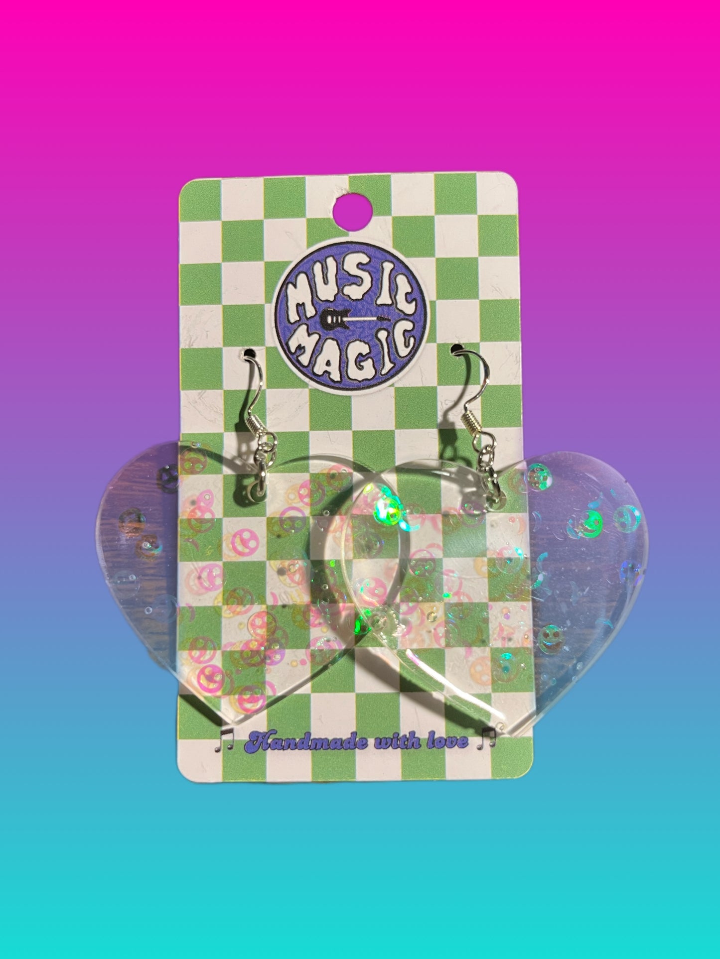 Clear Heart Earrings