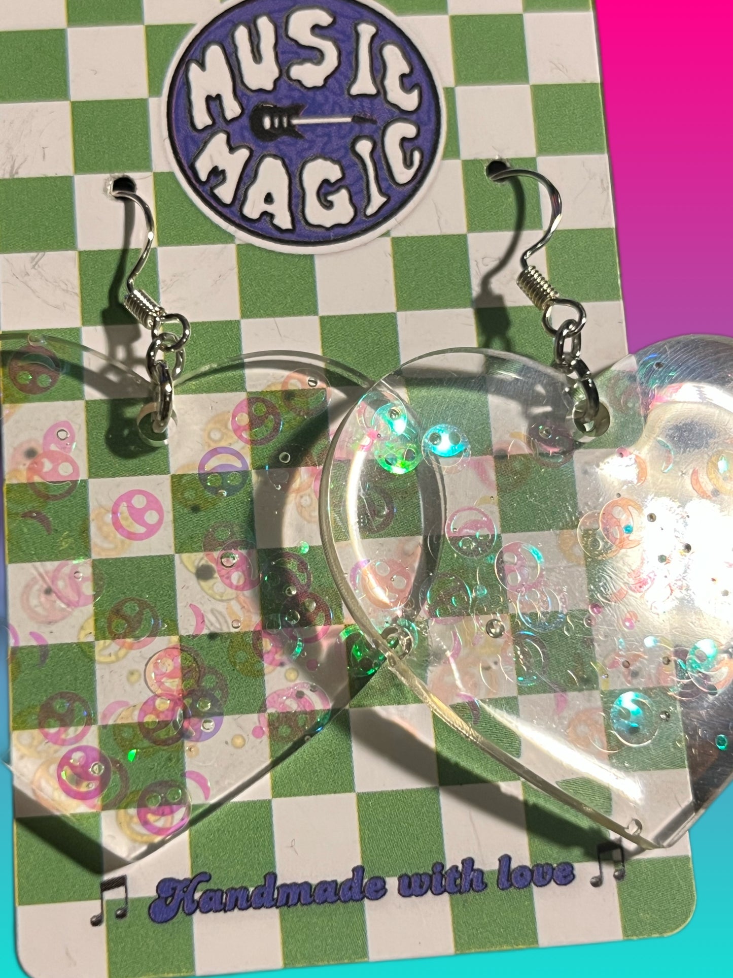 Clear Heart Earrings