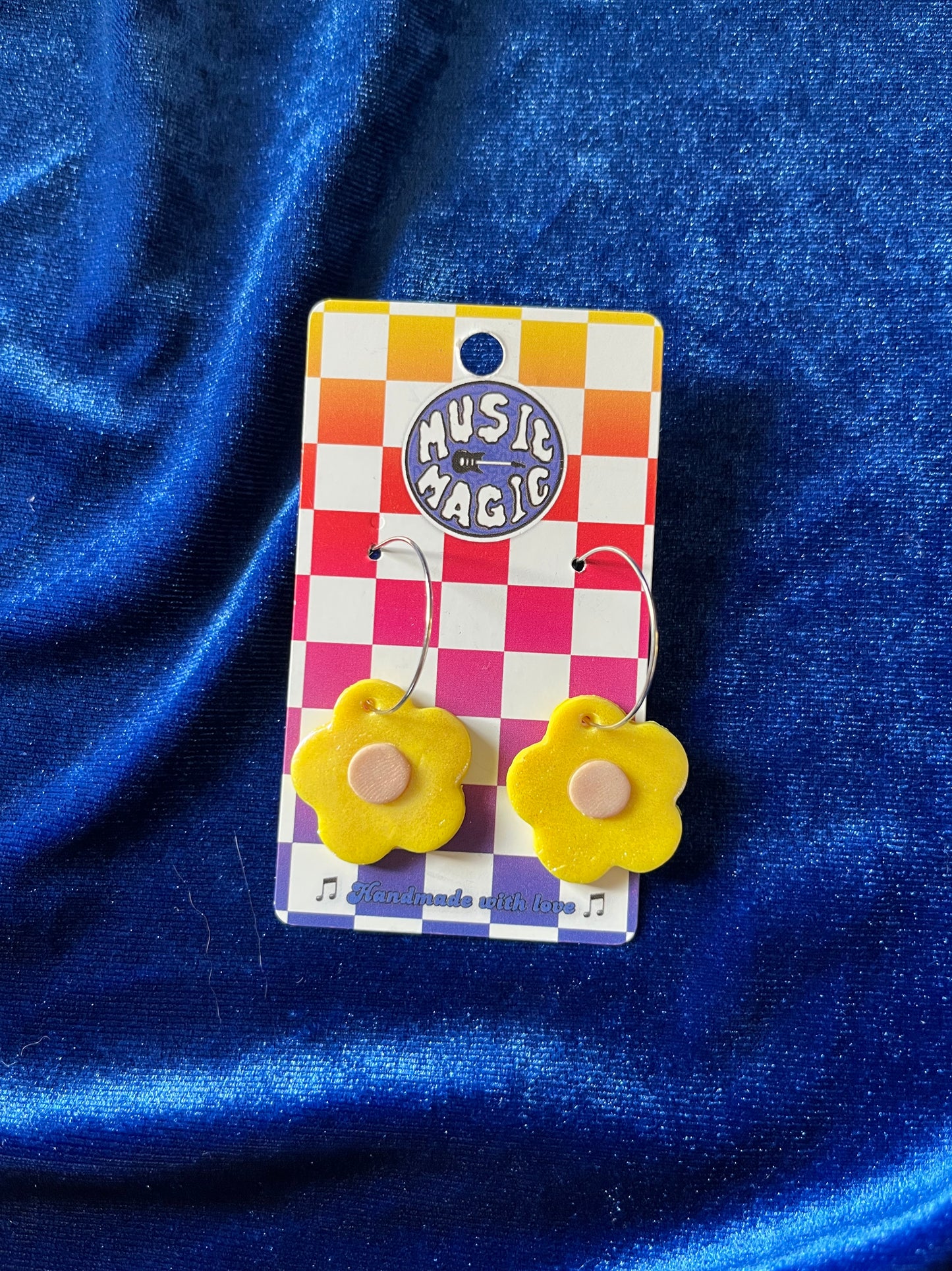 Clay Flower Hoop Earrings