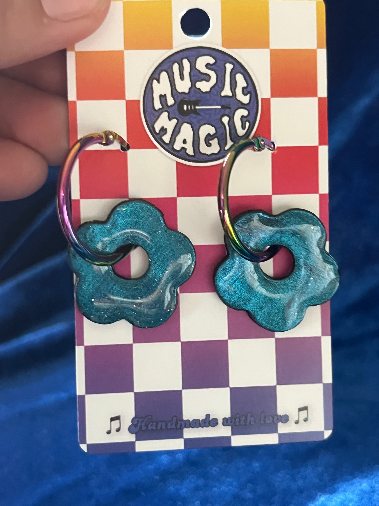 Colorshift Flower Clay Hoop Earrings