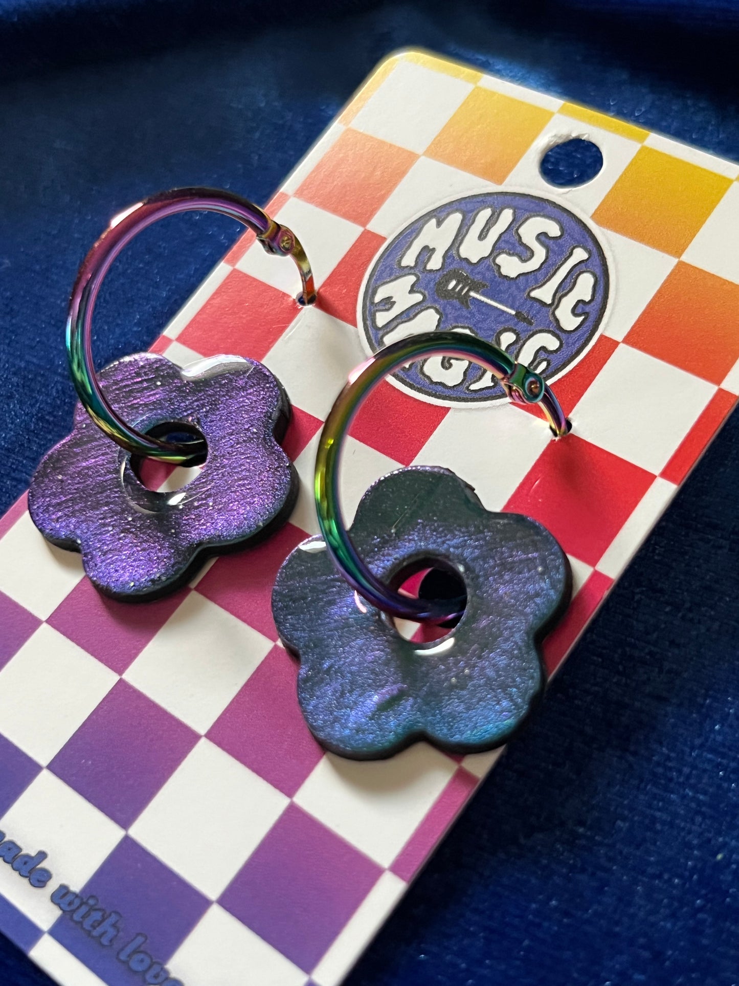Colorshift Flower Clay Hoop Earrings