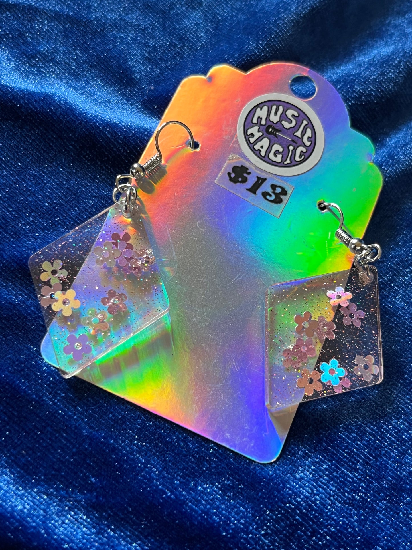 Purple Flower Diamond Earrings