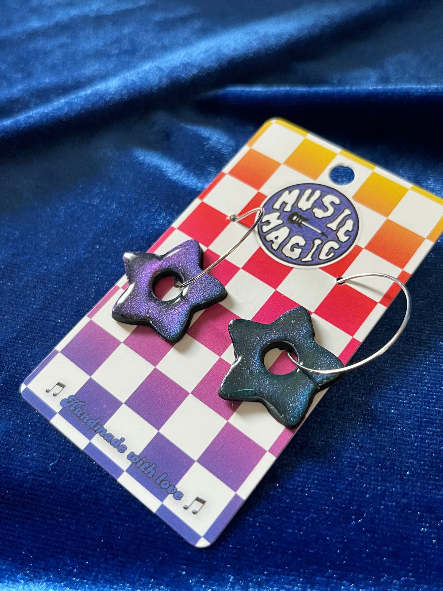 Colorshift Star Clay Hoop Earrings