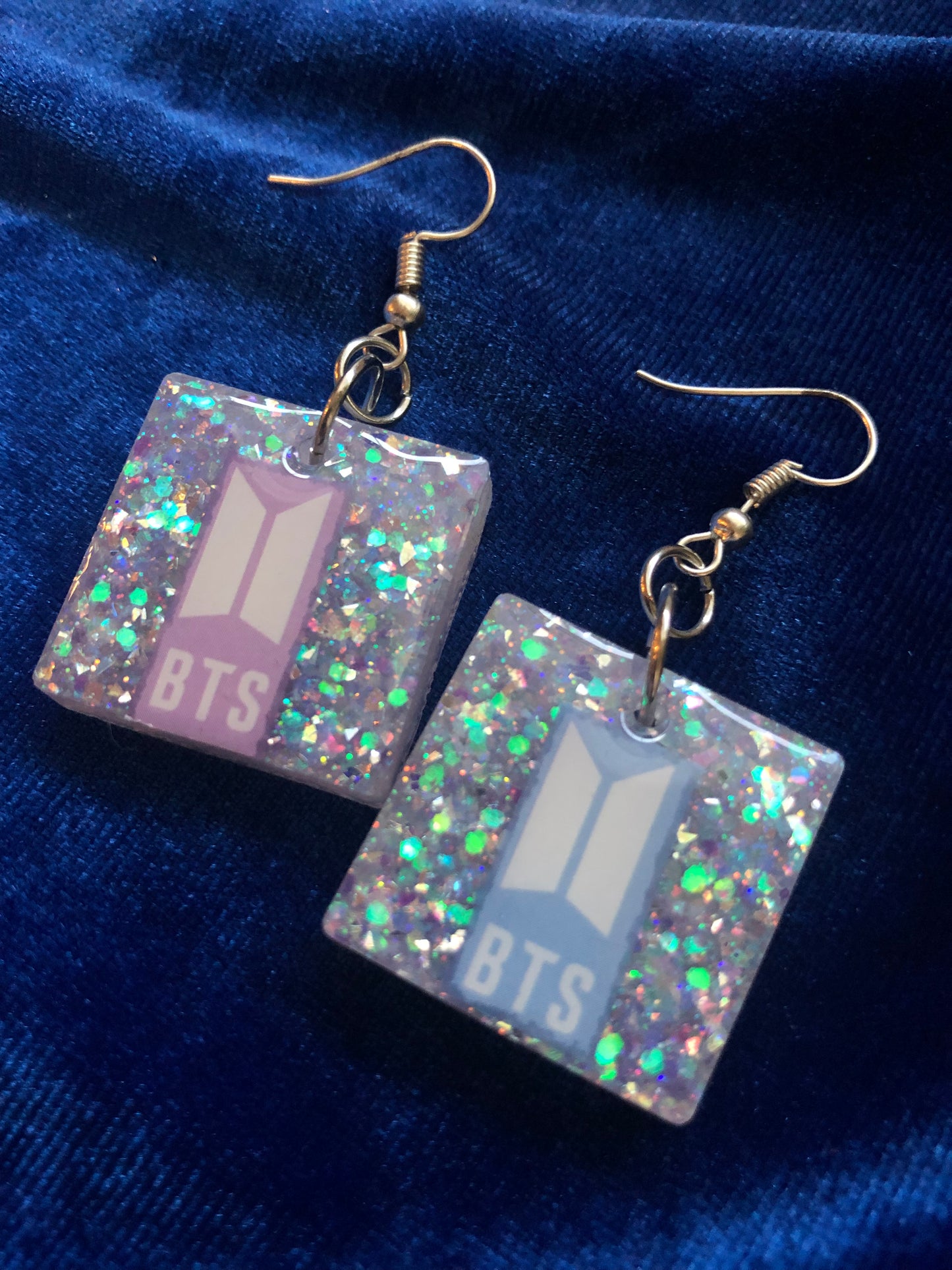 BTS Mismatched Square Dangle Earrings