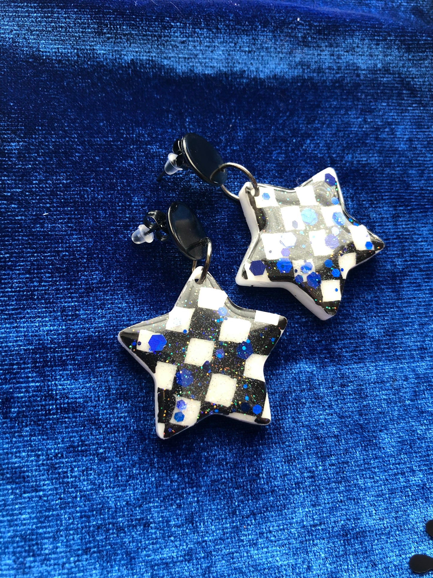 Checker Punk Resin Earrings