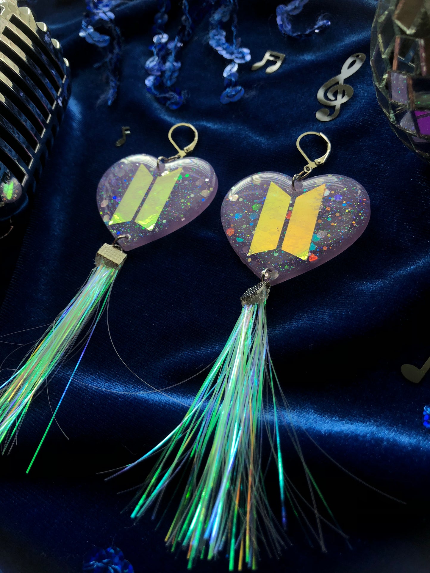 BTS Logo Tassel Heart Earrings