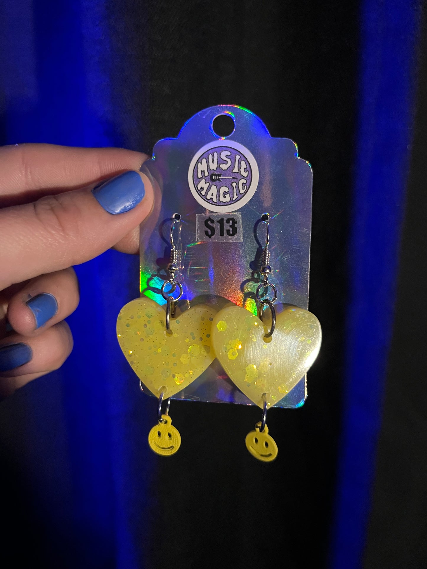 Yellow Hearts with Smiley Faces Earrings
