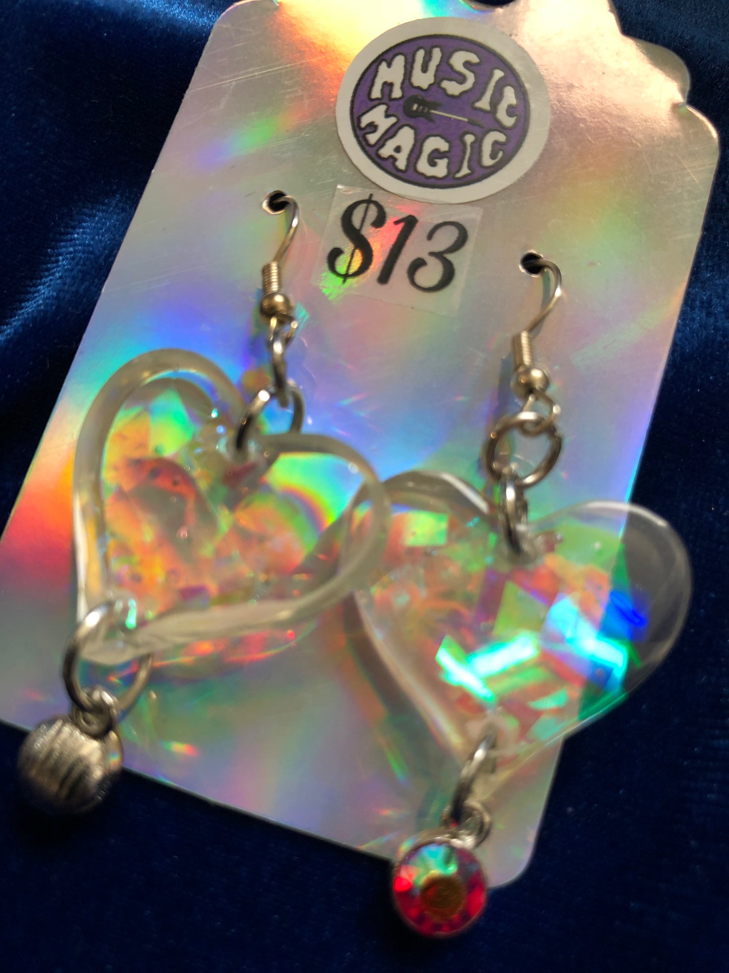 Iridescent Heart and Gem Earrings