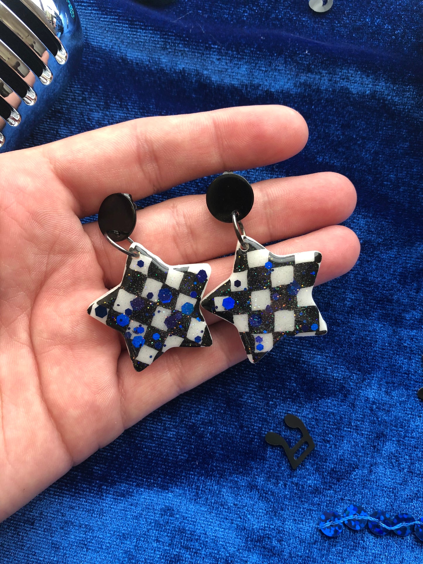 Checker Punk Resin Earrings
