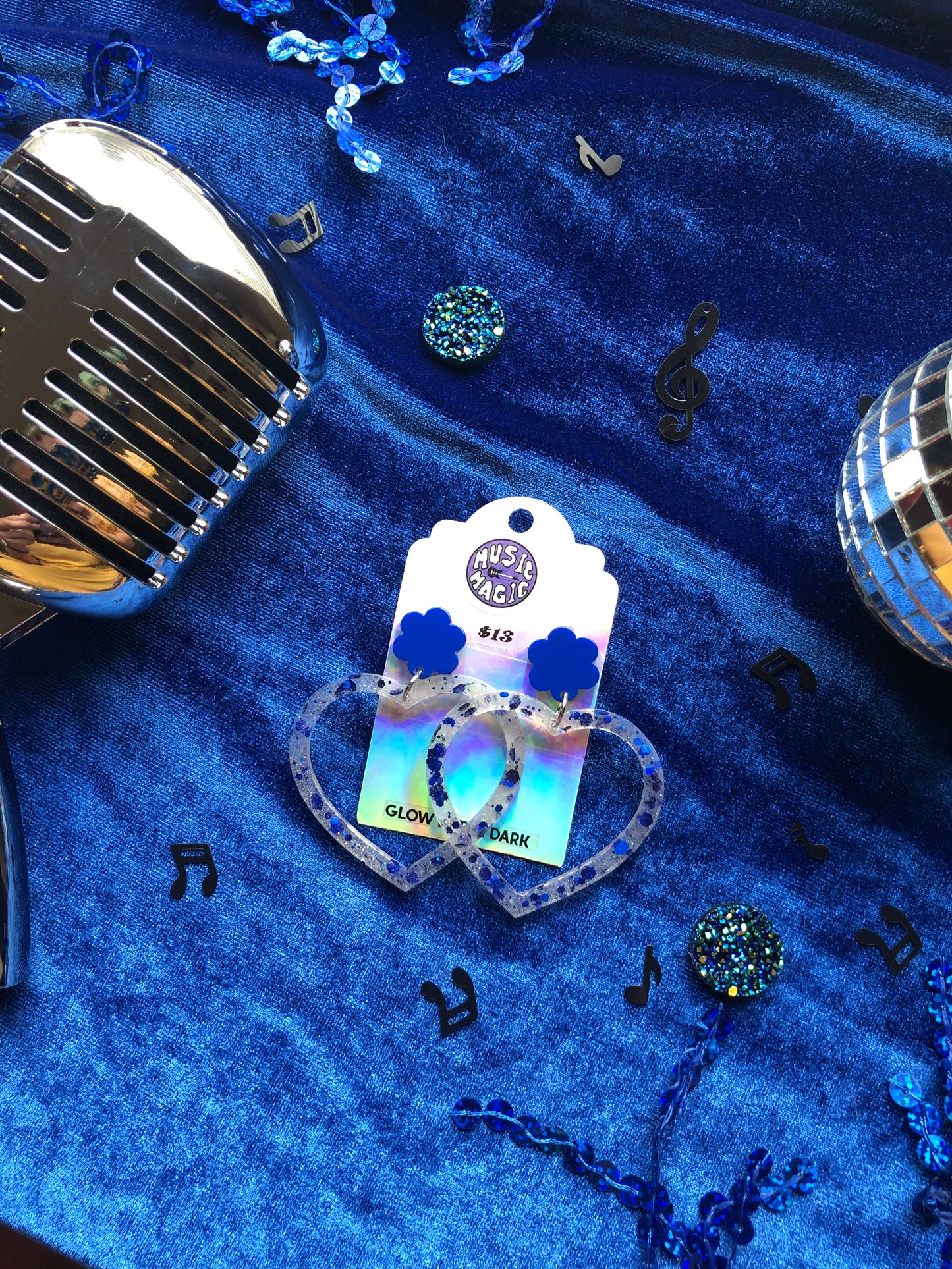 Love Heart Glitter Resin Earrings